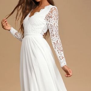 White Long Sleeve Lace Maxi Dress